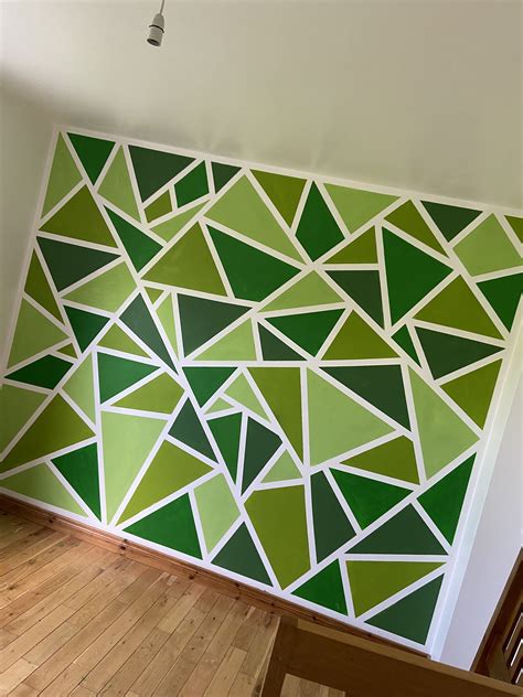 Check spelling or type a new query. Green triangle wall | Geometric wall paint, Bedroom wall ...