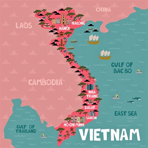 Vietnam Map of Major Sights and Attractions - OrangeSmile.com