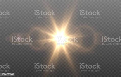 Vector Golden Light With Glare Sun Sun Rays Dawn Glare From The Sun