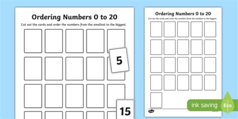 Ordering Numbers Worksheet 0 To 20 Teacher Made