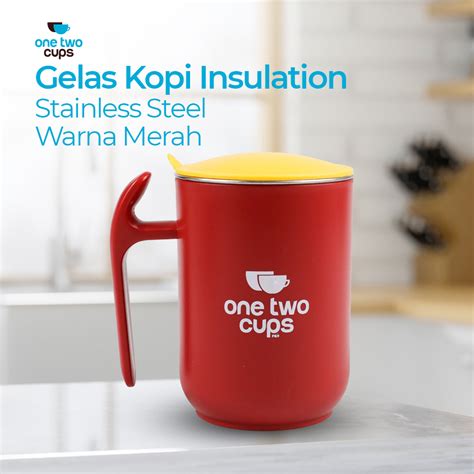 One Two Cups Gelas Kopi Stainless Steel Insulation Sealed Cup Fg9 Red
