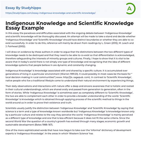 Indigenous Knowledge And Scientific Knowledge Essay Example