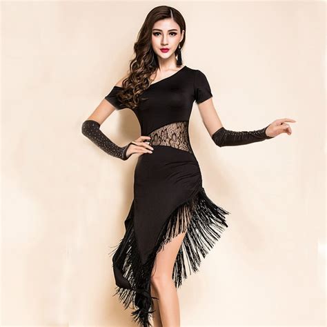 Buy Women Black Sexy Latin Dance Dress Ladies Tassel