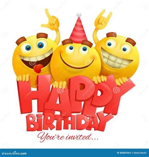 Smiley Birthday Emoji Vector Set Smileys Emoticon Birthday Party Icon Collection
