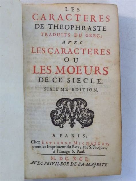 Jean De La Bruyère Les Caractères De Theophraste Traduit Catawiki