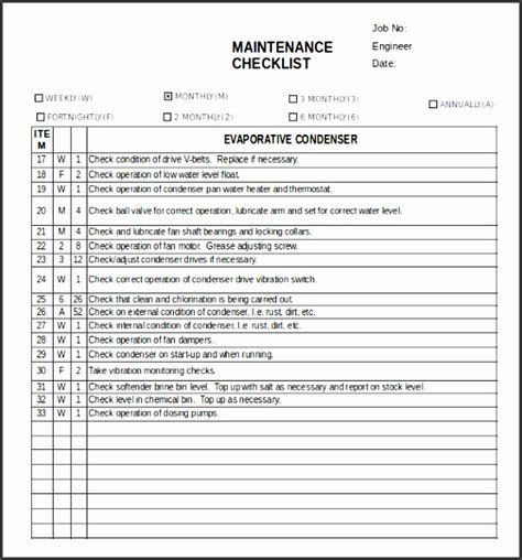 7 Facility Maintenance Checklist Template Sampletemplatess