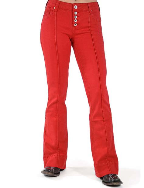 Cowgirl Tuff Womens Hot Trouser Red Cotton Blend Jeans The Western