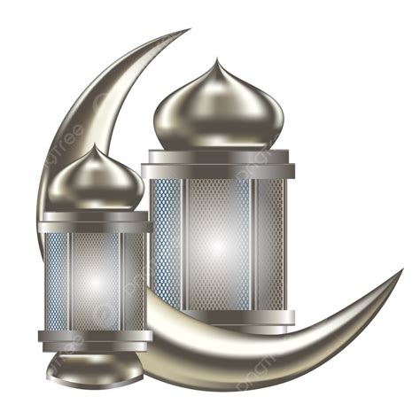 Islamic Lamp Vector Png Images Silver Islamic Moon And Lamp Islamic