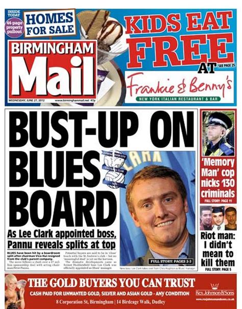 Front Page Of The Birmingham Mail Wednesday June Th Birmingham Live