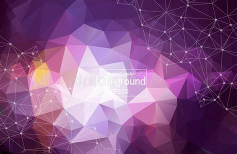 3d Abstract Polygonal Space Purple Background With Bright Low Poly
