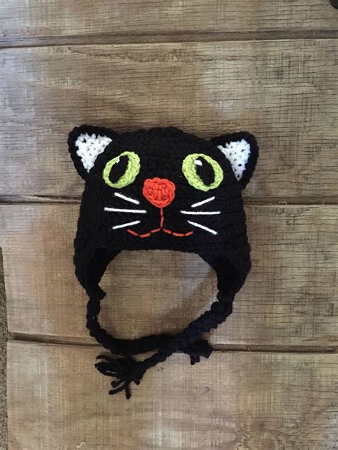 Cat Hat Black Cat Hat Crochet Black Cat Hat Etsy