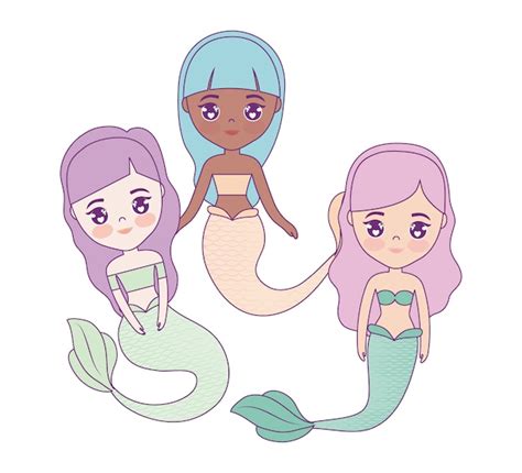 Premium Vector Group Of Cute Mermaids Character