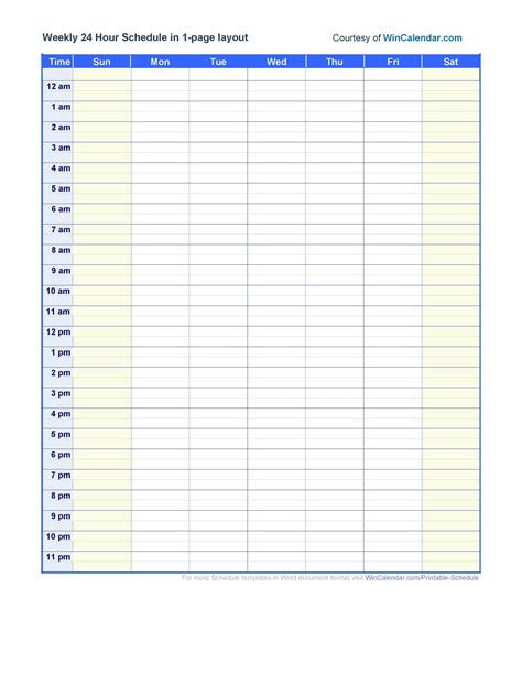 Free Printable Hourly Schedule Template Printable World Holiday