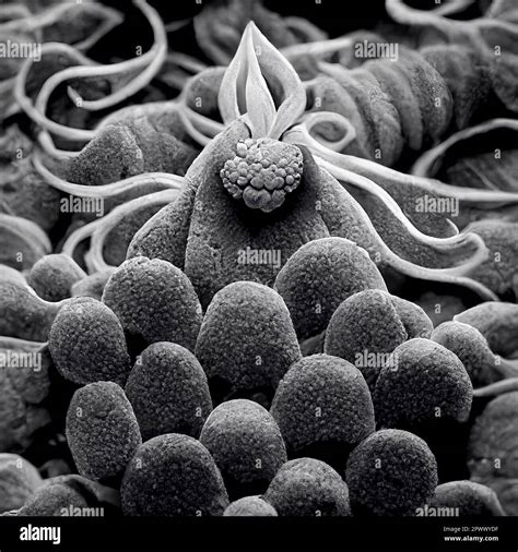 Medical Scientific Concept Of Bacteria Under Electron Microscope Stock