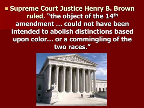 Under the 14th amendment, congress does not have to power to protect individuals against racial discrimination. PPT - Plessy v. Ferguson Supreme Court Case 1896 ...