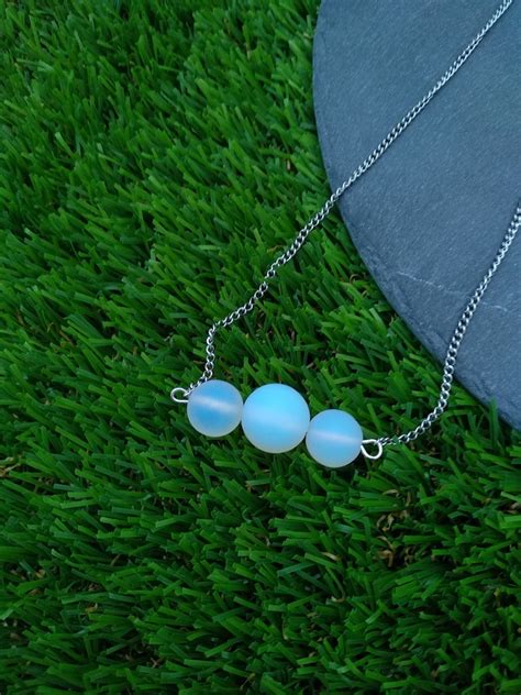 Opalite Beaded Necklace For Women Glass Opal Necklace Dainty Etsy Espa A
