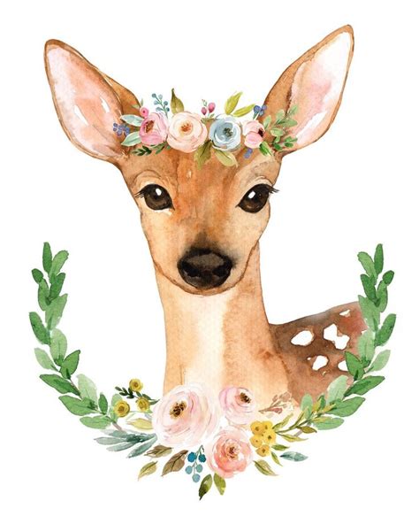 If you want a paint with solid color that's easy to draw a tall cylindrical shape for the cactus trunk. Meadowland Deer II - Print in 2020 | Flower crown drawing ...