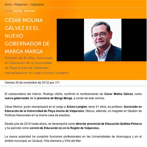 C Sar Molina G Lvez Es El Nuevo Gobernador De Marga Marga Noticias De La Universidad De Playa