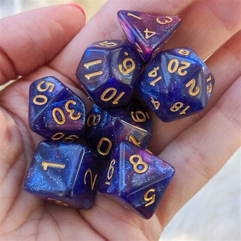 Rose Galaxy Dnd Dice Set Polyhedral Dice Dandd Dice Dungeons Etsy