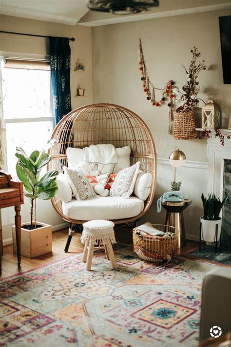 Apart from providing seating space, these chairs also help to decorate the room. Wicker egg chair from target! in 2020 | Boho living room ...