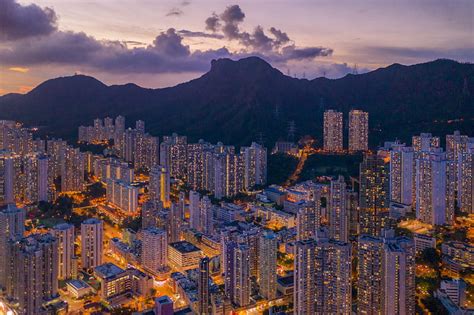 Aerial View Of City Buildings During Night Time Hd Wallpaper Peakpx