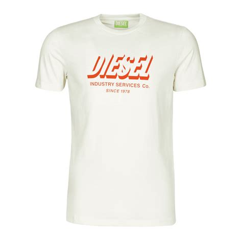 Diesel T Diego Printed Logo Cotton Off White T Shirt Clothing From
