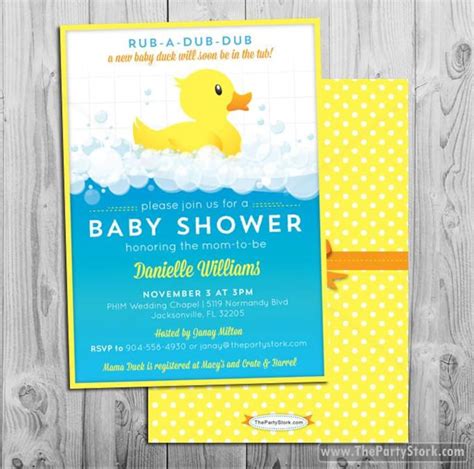 Rubber Duck Baby Shower Invitation Printable Rubber Ducky Etsy