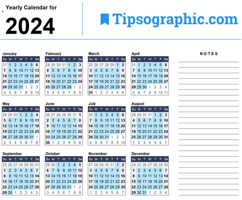 Download The 2024 Yearly Calendar Tipsographic