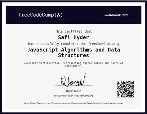 Completed My Second Certification In Javascript Algorithms And Data