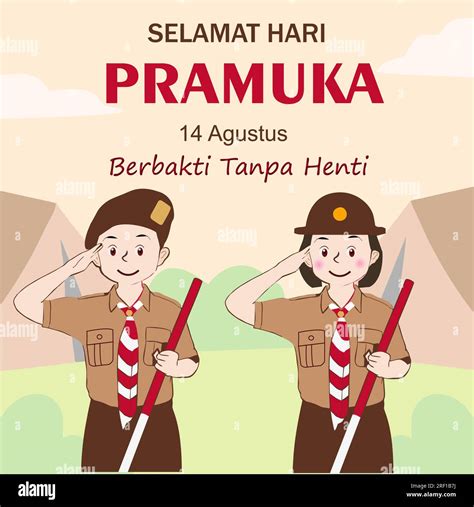 Happy Scout Day August 14 Indonesian Festival Day Selamat Hari Pramuka