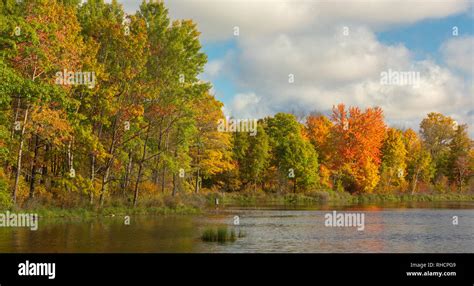 Autumn Colors On A Wilderness Lake In Northern Wisconsin Stock Photo