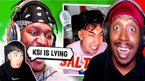 ricegum reacts to ksi ricegum is so salty youtube
