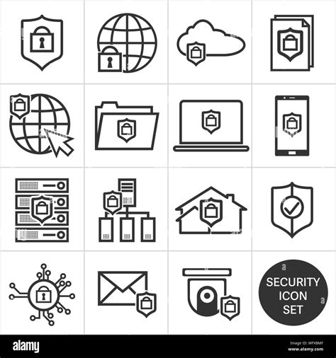 Different Black And White Technology Security Icons Security Icon Set