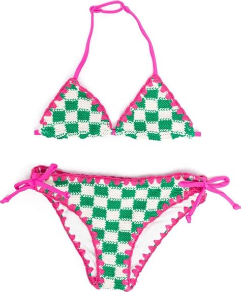 Mc2 Saint Barth Kids Check Crochet Triangle Bikini Set Shopstyle