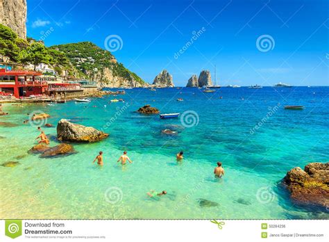 Beautiful Beach And Cliffs In Capri Islanditalyeurope