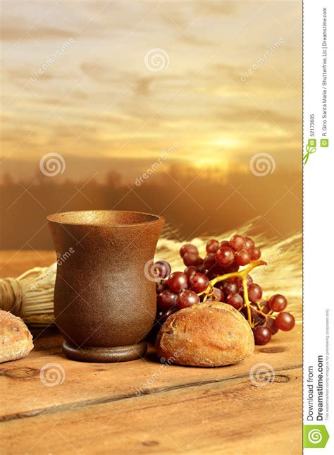 Communion Elements On Table Stock Image Image Of Religion Table