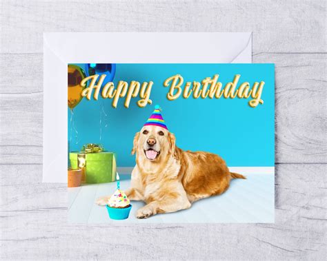 Golden Retriever Birthday Card Happy Birthday Card From Dog Etsy
