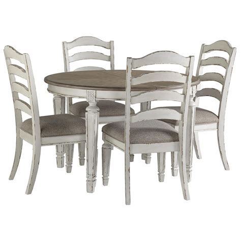 Signature Design By Ashley Realyn 5 Piece Dining Set In Chipped White