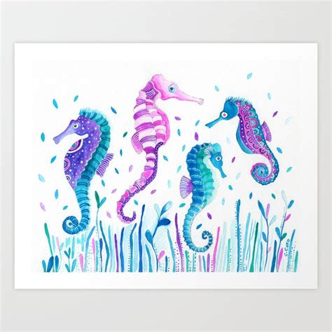Seahorses Art Print By Carolina Coto Art Society6
