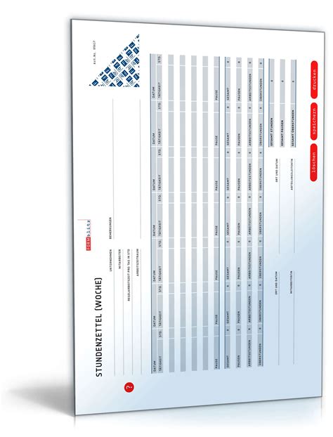 Stundenzettel als Wochenübersicht • CH Tabelle Download