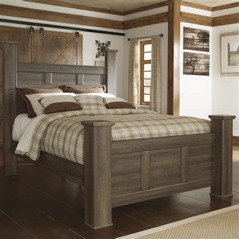 Ashley Signature Design Juararo Transitional Queen Poster Bed Johnny Janosik Poster Beds