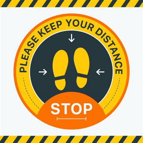 Social Distancing Sign On Floor Illustrations Royalty Free Vector