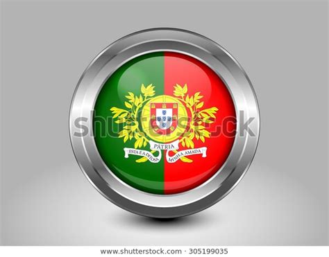 Flag Portugal Metal Round Icons This Stock Vector Royalty Free