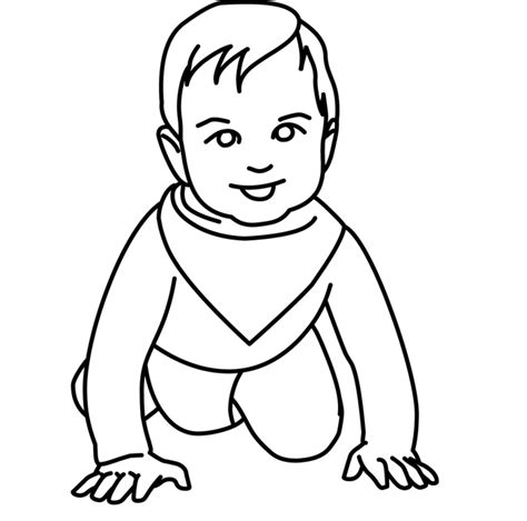 Children Black And White Outline Clipart Babycrawlingoutline1302