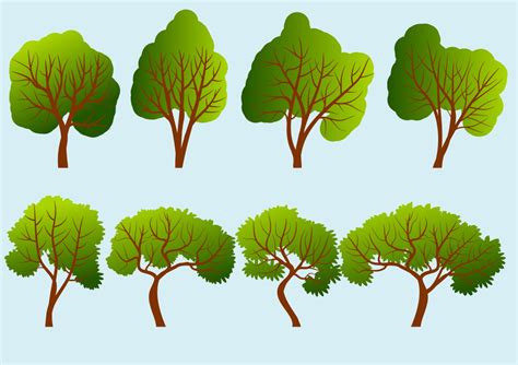Set Of 8 Stylized Trees Graphic By Americodealmeida · Creative Fabrica