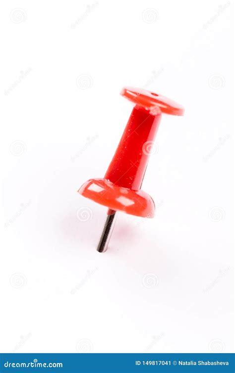 Single Red Pin Isolated On A White Background Stock Image Image Of