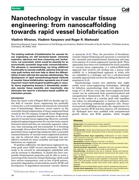 Pdf Nanotechnology In Vascular Tissue Engineering From