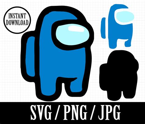 Among Us Blue Video Game Silhouette Svg Png  Etsy