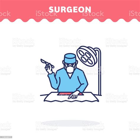 Ilustración De Icono Del Cirujano Vector Relleno Y Línea Diseño Plano