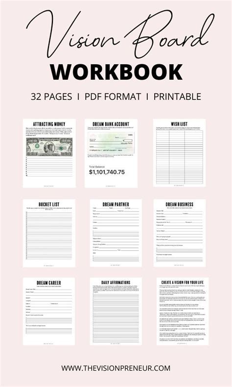 Vision Board Workbook How To Make A Vision Board Law Of Etsy Vision Board Planner Vision